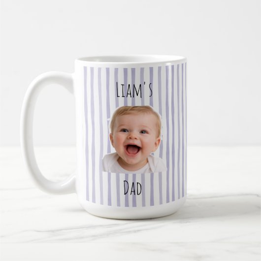 Custom Photo With Purple Stripes Mug For Dad コーヒーマグカップ (左)