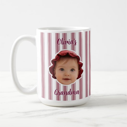 Custom Photo With Stripes Pattern Mug For Dad コーヒーマグカップ (左)