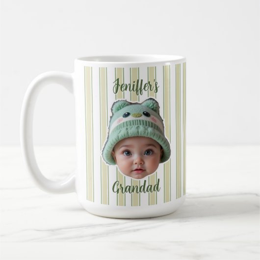 Custom Photo With Stripes Pattern Mug For Dad コーヒーマグカップ (左)