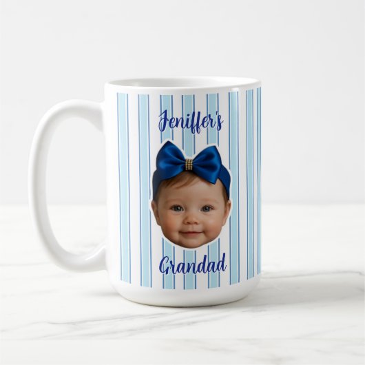 Custom Photo With Stripes Pattern Mug For Dad コーヒーマグカップ (左)