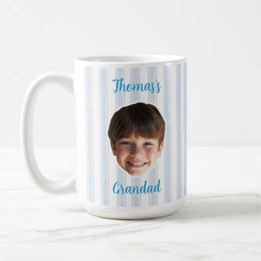 Custom Photo With Stripes Pattern Mug For Dad コーヒーマグカップ (左)