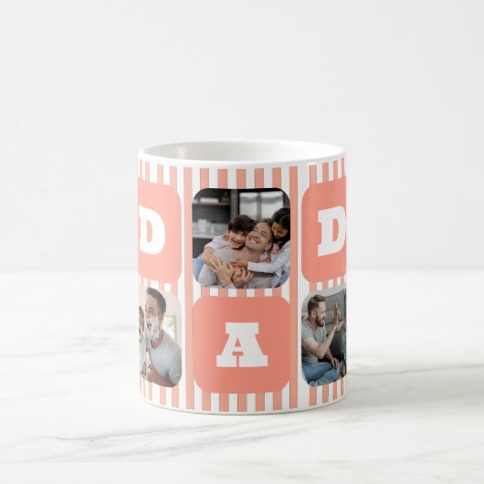 Custom Photo with Stripes pattern Mug for Dad  コーヒーマグカップ (中央)