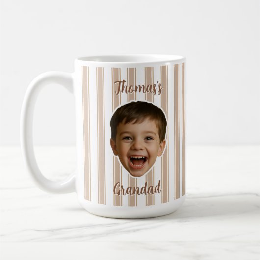 Custom Photo With Stripes Pattern Mug For Dad コーヒーマグカップ (左)