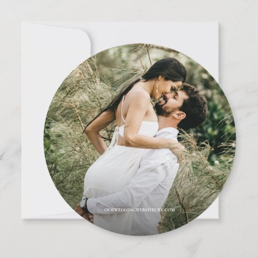 Custom Photo Wood Slice Rustic Wedding 招待状 (裏面)