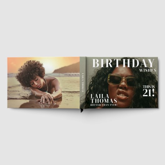 Custom Photos Birthday Party Magazine Cover ゲストブック (全面)