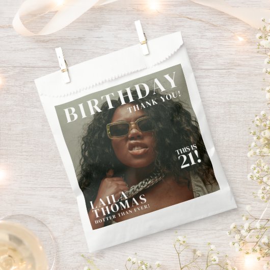 Custom Photos Birthday Party Magazine Cover フェイバーバッグ (クリップ留めされた状態)