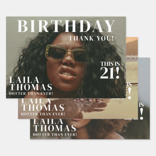 Custom Photos Birthday Party Magazine Cover ラッピングペーパーシート (セット)