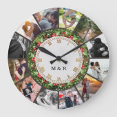 Custom Photos Collage Clock | Gift for Christmas ラージ壁時計 (正面)