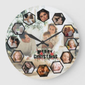 Custom Photos Collage Clock | Gift for Christmas ラージ壁時計 (正面)