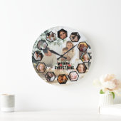 Custom Photos Collage Clock | Gift for Christmas ラージ壁時計 (ホーム)