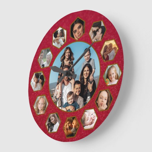 Custom Photos Collage Clock | Gift for Christmas ラージ壁時計 (傾斜)