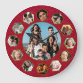 Custom Photos Collage Clock | Gift for Christmas ラージ壁時計 (正面)