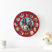 Custom Photos Collage Clock | Gift for Christmas ラージ壁時計 (ホーム)
