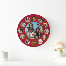 Custom Photos Collage Clock | Gift for Christmas ラージ壁時計