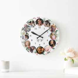 Custom Photos Collage Clock | Gift for Christmas ラージ壁時計