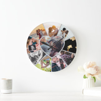 Custom Photos Collage Clock | Gift for Christmas ラージ壁時計