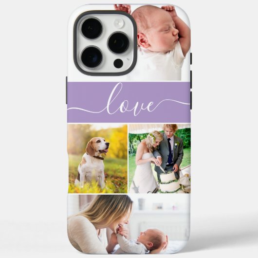 Custom Photos Memories Love Script purple Case-Mate iPhoneケース (裏面)