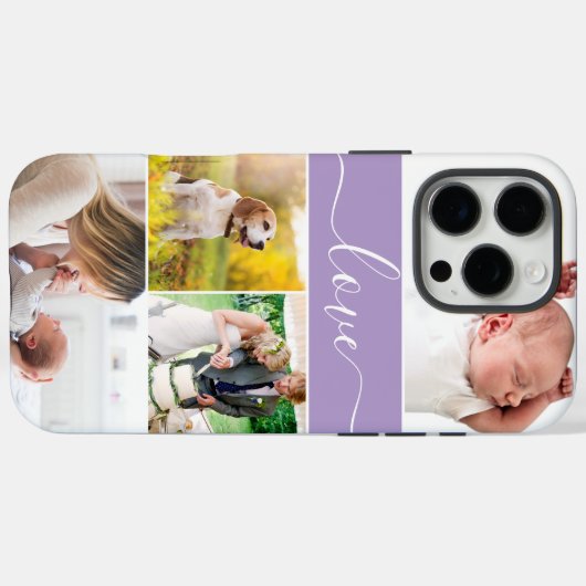 Custom Photos Memories Love Script purple  Case-Mate iPhoneケース (裏面 (横))