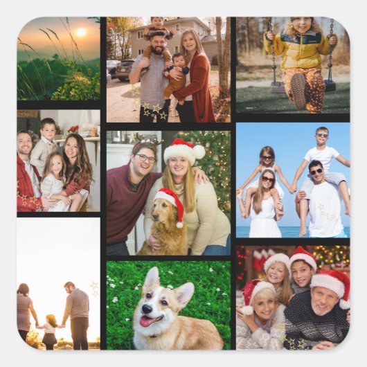 Custom Photos Stickers, Custom 9 Photos スクエアシール (正面)