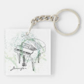 Custom Piano Illustration Art Drawing Music Lovers キーホルダー (裏面)