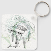 Custom Piano Illustration Art Drawing Music Lovers キーホルダー (裏面)