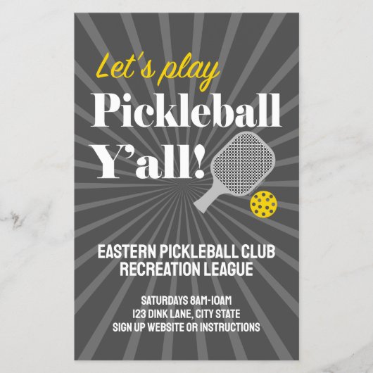 Custom Pickleball Flyers Team Club Event Group チラシ (正面)