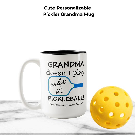 Custom Pickleball Grandma Funny Modern Typography ツートーンマグカップ