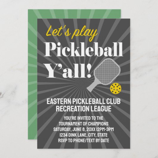Custom Pickleball Invitations Tournament Team Club 招待状 (正面/裏面)