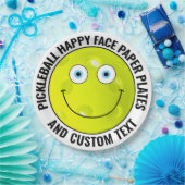 Custom Pickleball Party BLUE EYES Happy Face 9" ペーパープレート (パーティー)