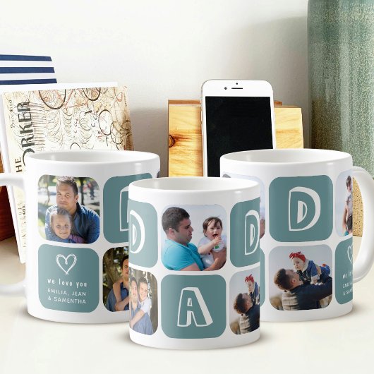 Custom Picture Photo Collage for Dad Gift Green コーヒーマグカップ