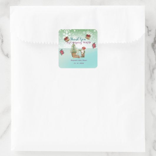 Custom Pine Star Baby Shower スクエアシール (バッグ)