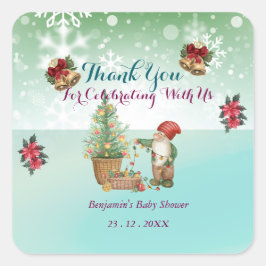 Custom Pine Star Baby Shower スクエアシール