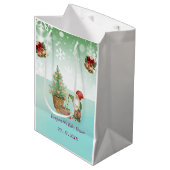 Custom Pine Star Baby Shower ミディアムペーパーバッグ (正面アングル)