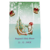 Custom Pine Star Baby Shower ミディアムペーパーバッグ (裏面)