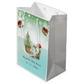 Custom Pine Star Baby Shower ミディアムペーパーバッグ (裏面アングル)