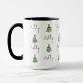 Custom Pine Tree Christmas Mug for Kids & Coworker マグカップ (左)