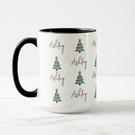 Custom Pine Tree Christmas Mug for Kids & Coworker マグカップ (左)