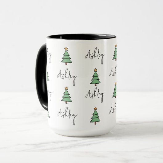 Custom Pine Tree Christmas Mug for Kids & Coworker マグカップ (正面左)