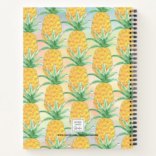 Custom Pineapple Watercolor Gratitude Journal ノートブック (裏面)