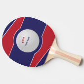 Custom Ping Pong Paddle, Red and Blue Sporty. 卓球ラケット (横)