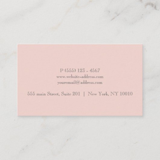 Custom Pink Allure Chic Feminine Branding Style 名刺 (裏面)