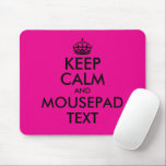 Custom pink and black keep calm mouse pad gift マウスパッド<br><div class="desc">Custom pink and black keep calm mouse pad gift. Create your own funny meme. Modern typography with crown template.</div>