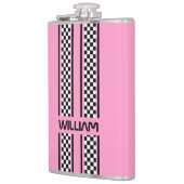 Custom pink & Black Race Sport Stripe フラスク (左)