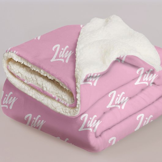 Custom Pink Blanket for Baby or Bridesmaids Gift シェルパブランケット