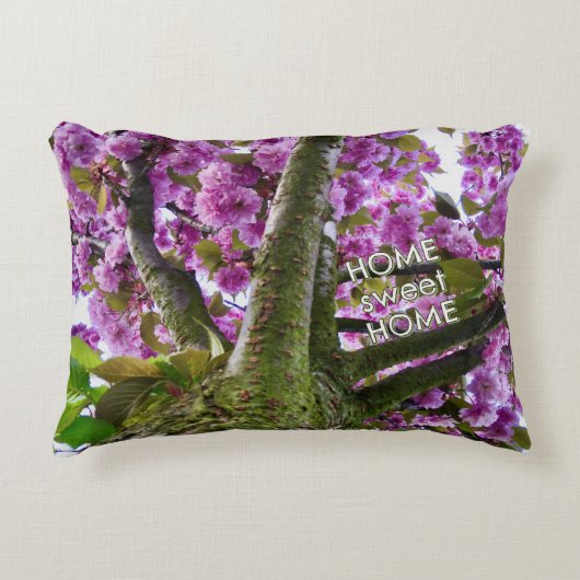 Custom Pink Blooming Tree Crown Photo - アクセントクッション (正面)