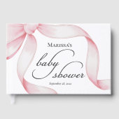 Custom Pink Bow Baby Shower ゲストブック (正面)