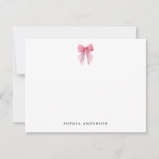 Custom Pink Bow Note Card ノートカード (正面)