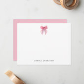 Custom Pink Bow Note Card ノートカード (正面/裏面インサイチュ)