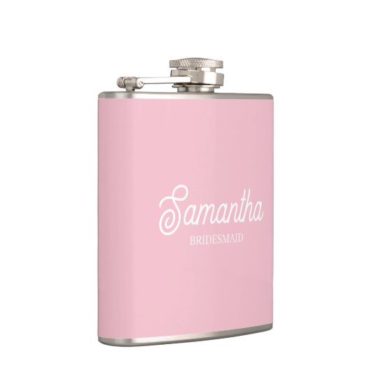 Custom Pink Bridesmaid Proposal Gift Bachelorette フラスク (右)