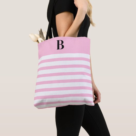 Custom Pink Coquette Monogram (B) トートバッグ (クローズアップ)